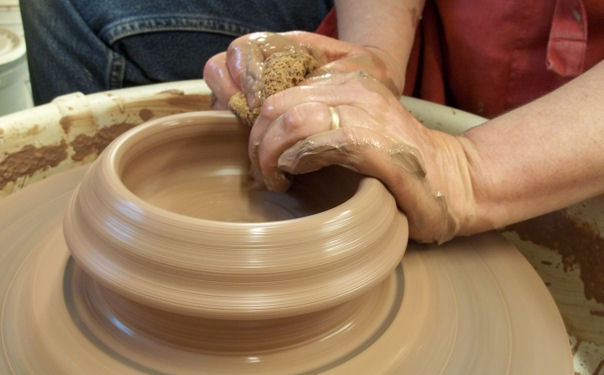 Cathie Miranda Potterylady Working on Potter's wheel Cathie Miranda Potterylady Working on Potter's wheel